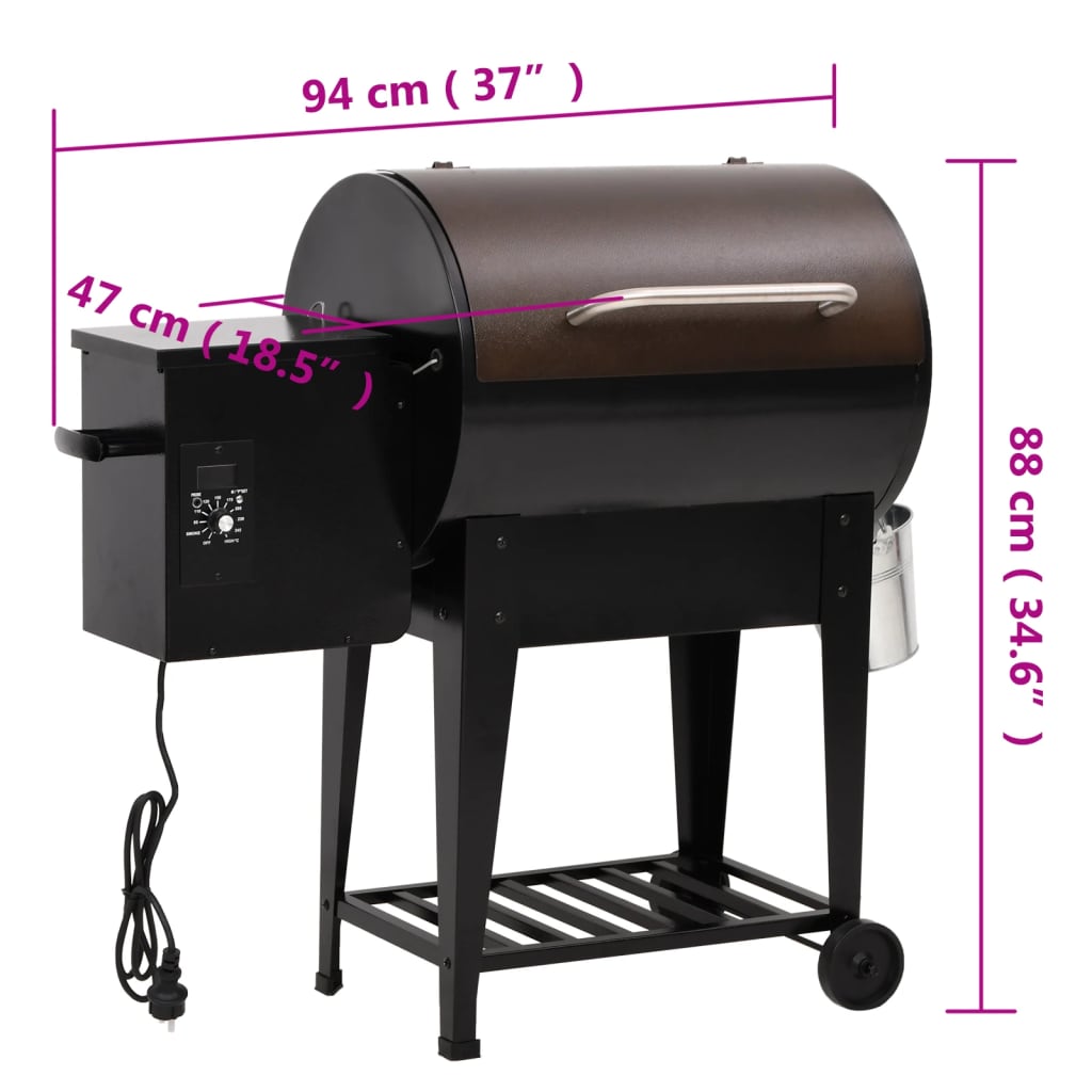 vidaXL Pelletsgrill med hylla svart 94 cm järn