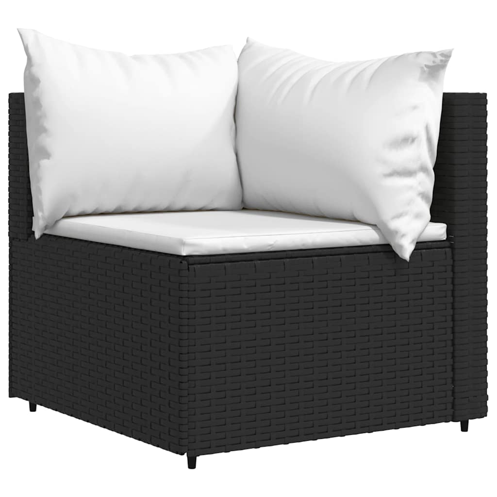vidaXL Loungegrupp för trädgården med dynor 3 delar svart konstrotting