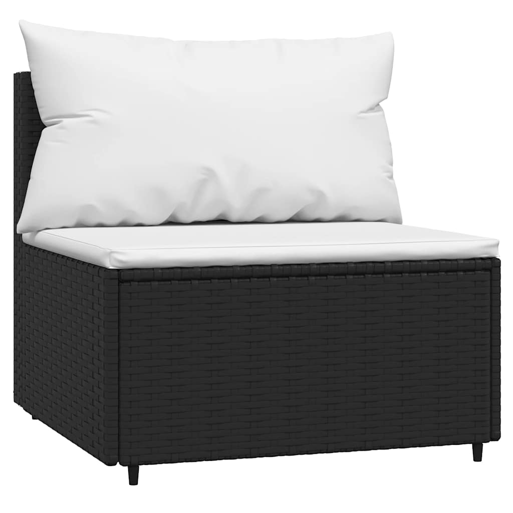vidaXL Loungegrupp för trädgården med dynor 3 delar svart konstrotting