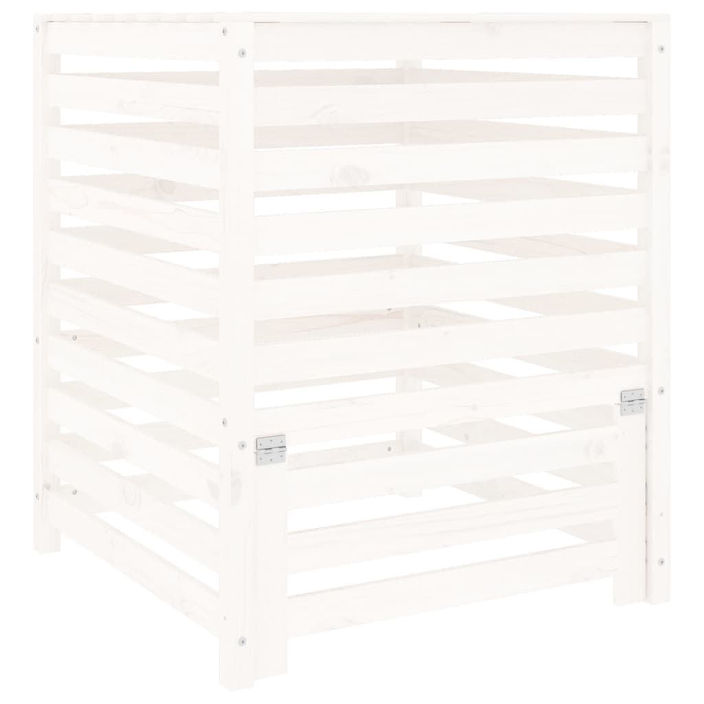 vidaXL Kompostlåda vit 82,5x82,5x99,5 cm massiv furu