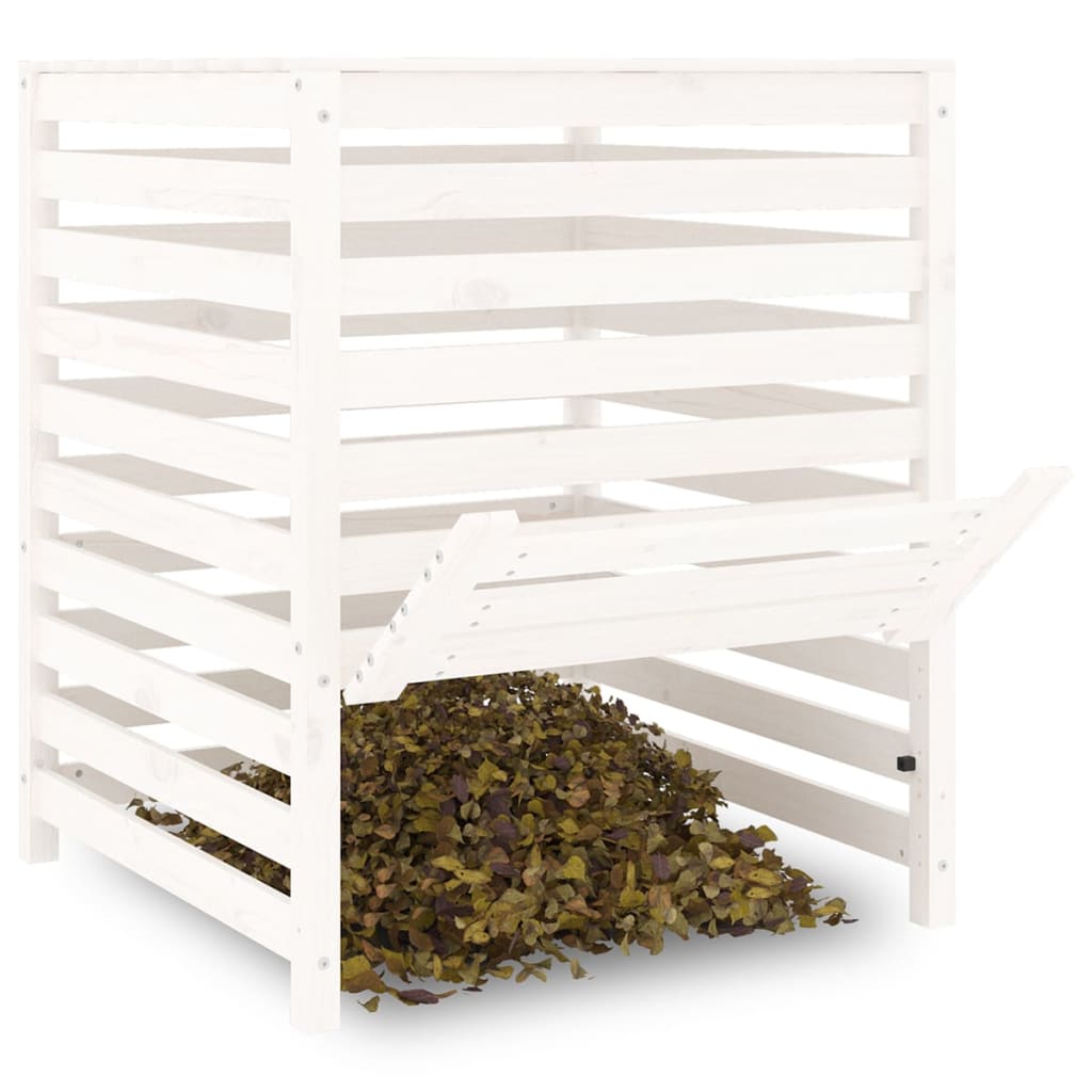 vidaXL Kompostlåda vit 82,5x82,5x99,5 cm massiv furu