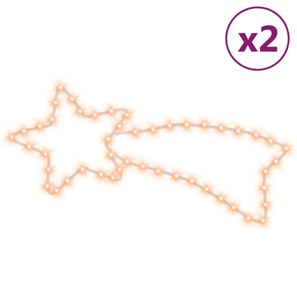 vidaXL Julstjärna komet-figurer 2 st med 48 LED varmvit 65x28 cm