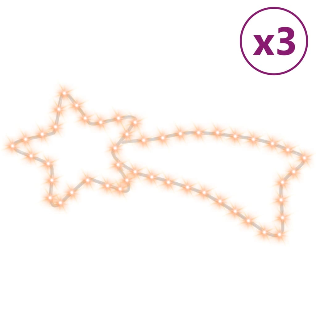 vidaXL Julstjärna komet-figurer 3 st med 48 LED varmvit 65x28 cm