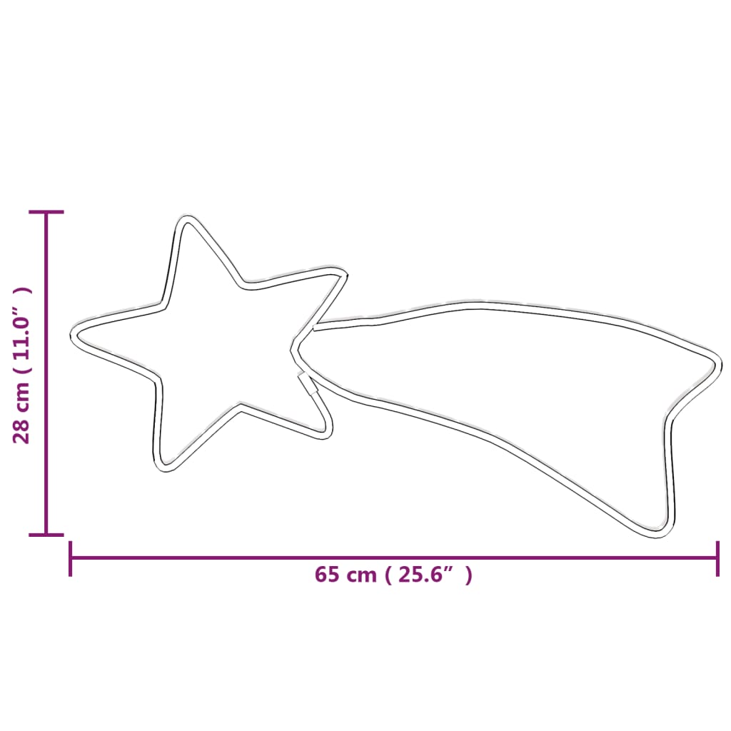vidaXL Julstjärna komet-figurer 3 st med 48 LED varmvit 65x28 cm