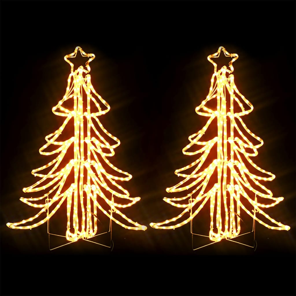 vidaXL Hopfällbar julgran 2 st ljusslinga med LED varmvit 87x87x93 cm