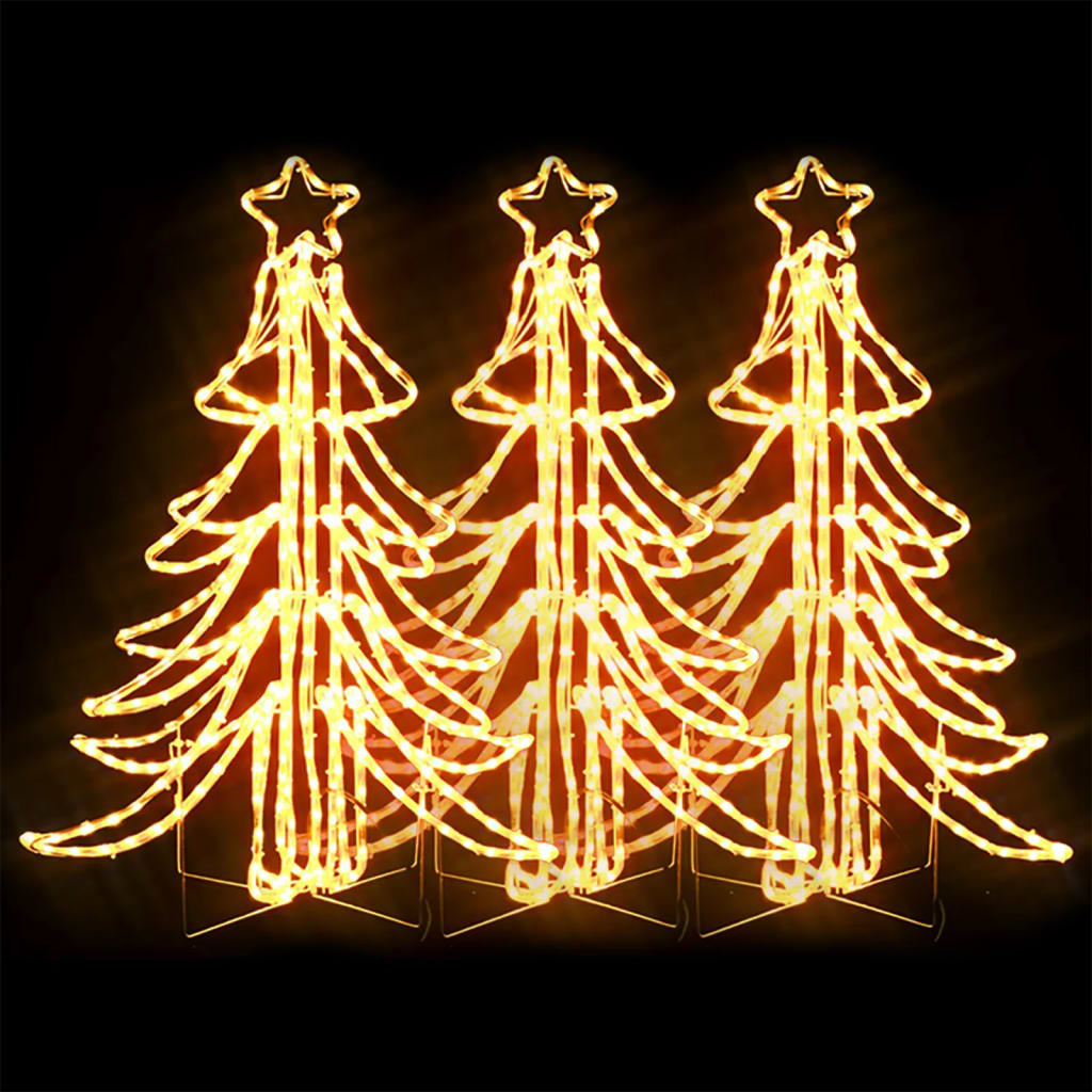 vidaXL Hopfällbar julgran 3 st ljusslinga med LED varmvit 87x87x93 cm