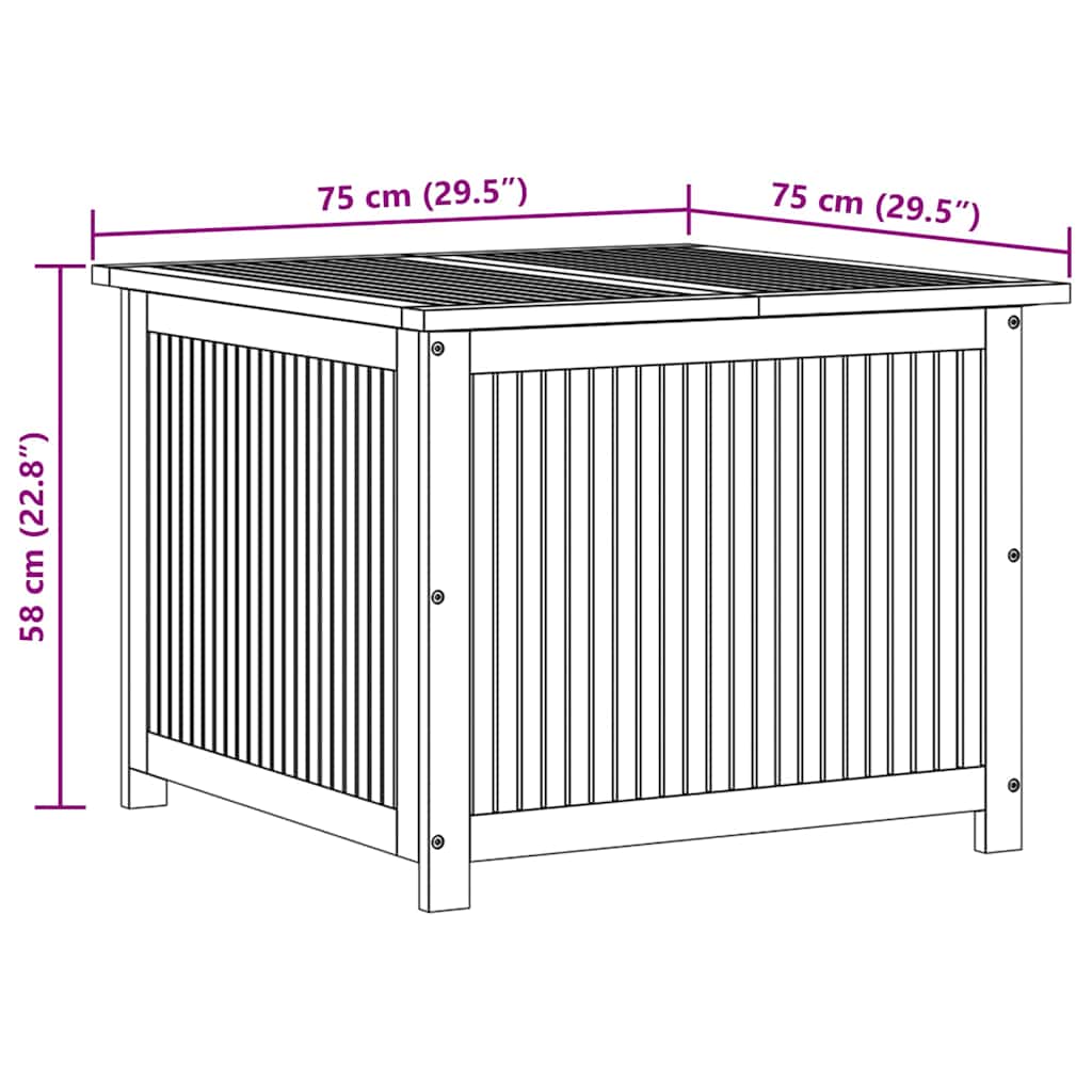 vidaXL Dynbox 75x75x58 cm massivt akaciaträ