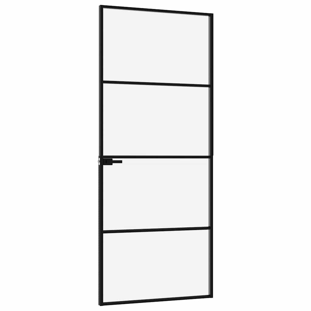 vidaXL Innerdörr 76x201,5 cm härdat glas och aluminium slim