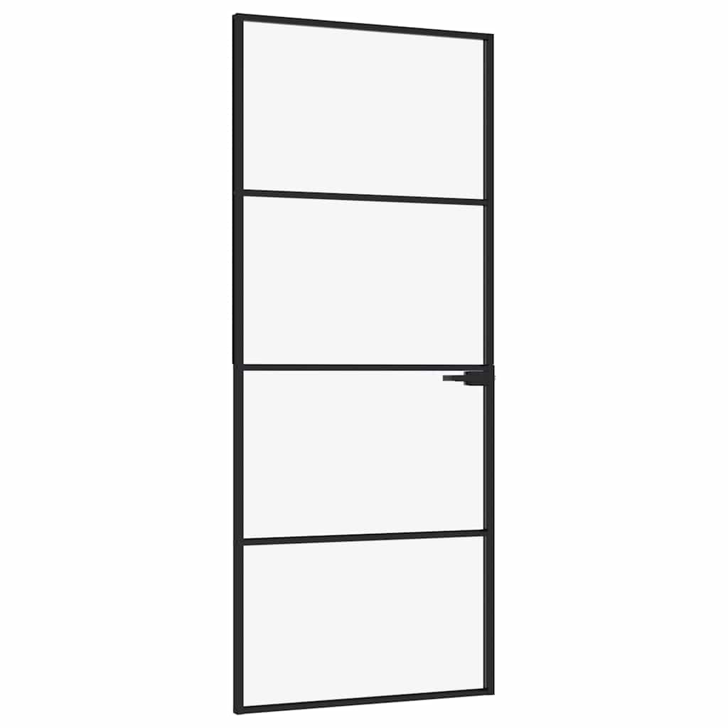 vidaXL Innerdörr 83x201,5 cm härdat glas och aluminium slim