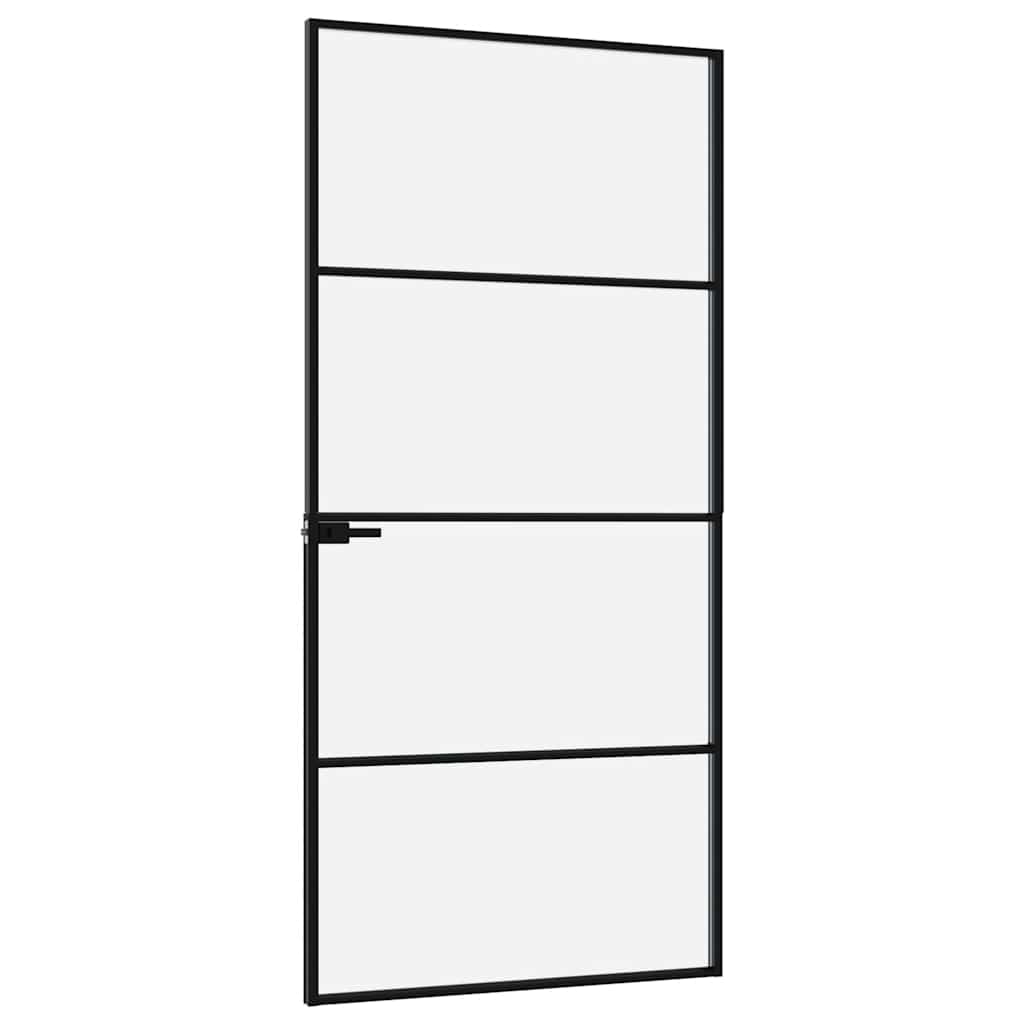 vidaXL Innerdörr 93x201,5 cm härdat glas och aluminium slim