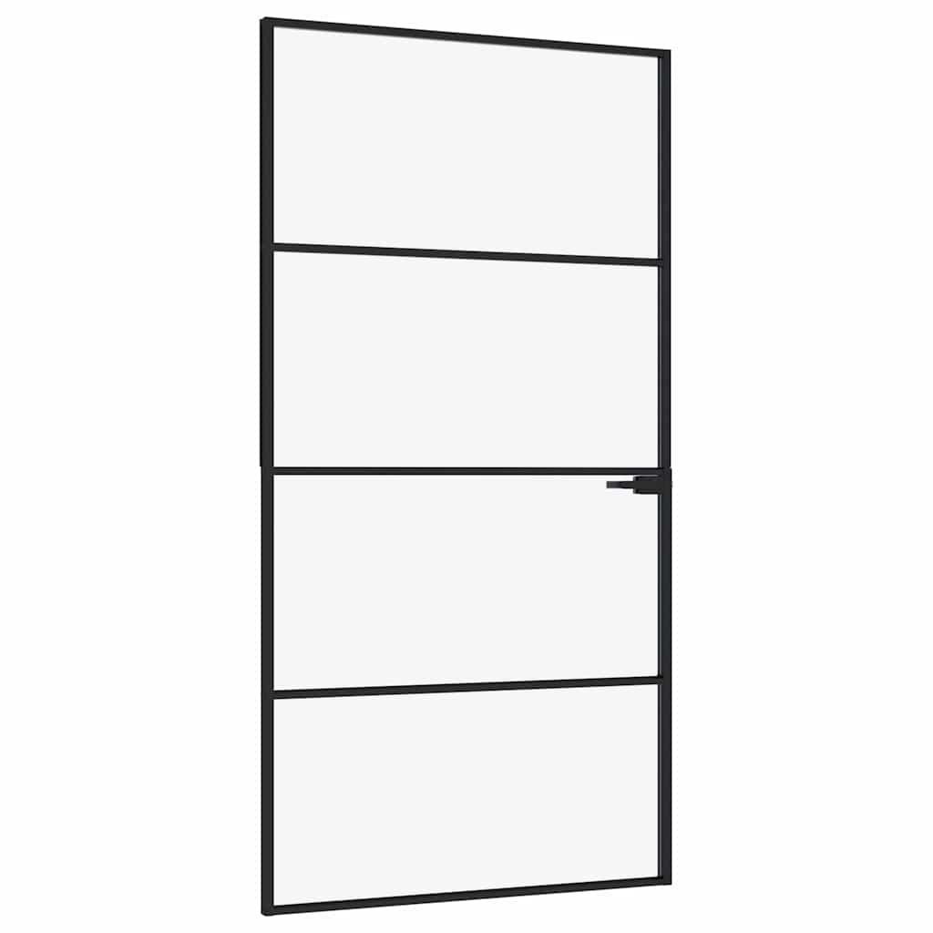 vidaXL Innerdörr 102x201,5 cm härdat glas och aluminium slim