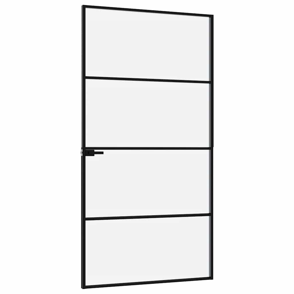 vidaXL Innerdörr 102x201,5 cm härdat glas och aluminium slim