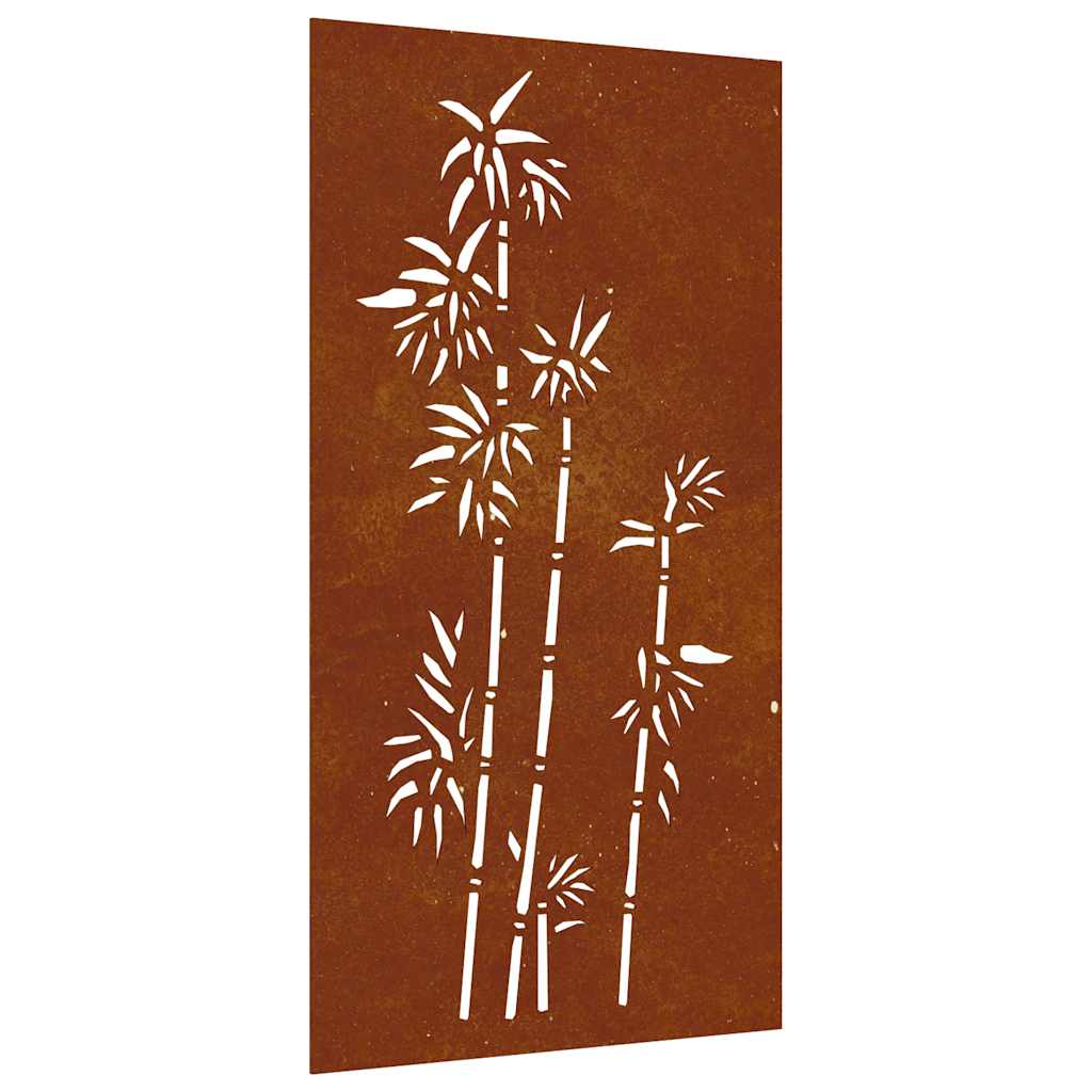 vidaXL Väggdekoration 105x55 cm rosttrögt stål bambudesign