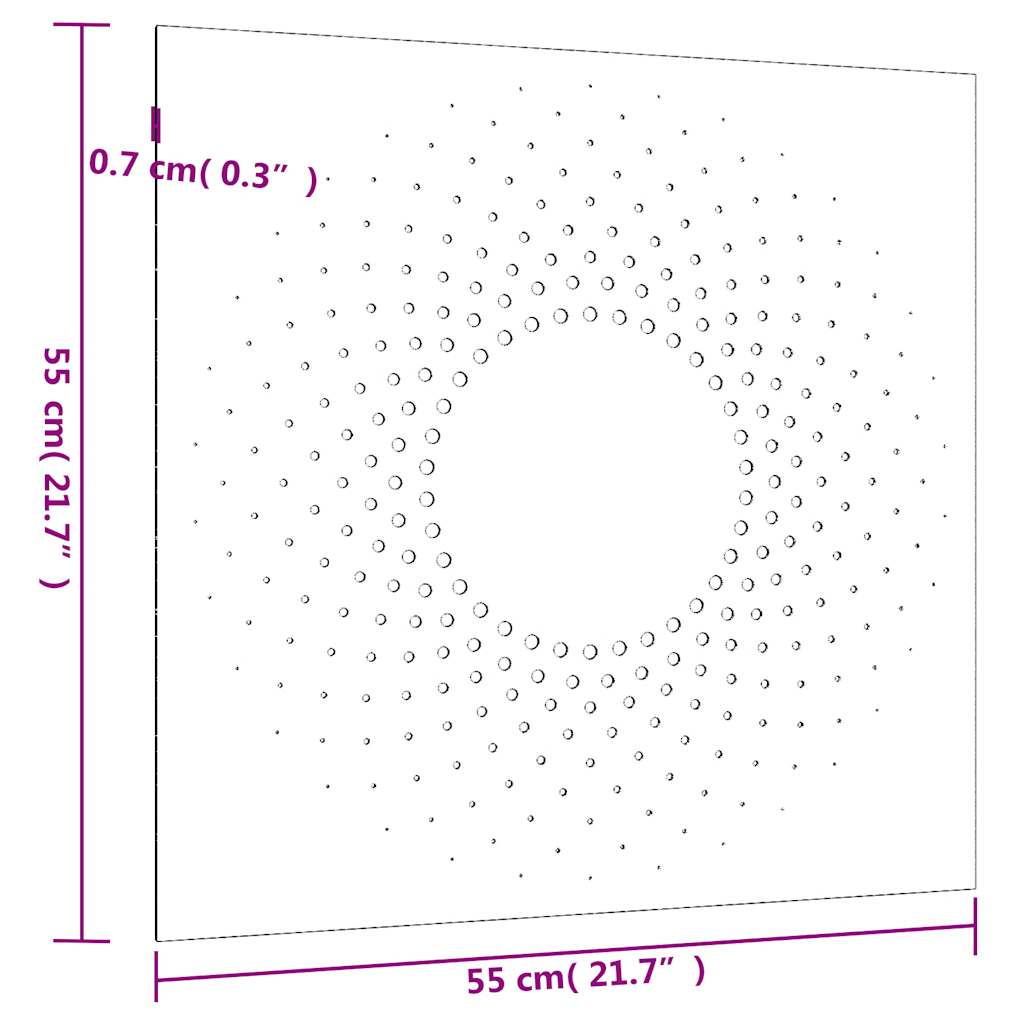 vidaXL Väggdekoration 55x55 cm rosttrögt stål soldesign