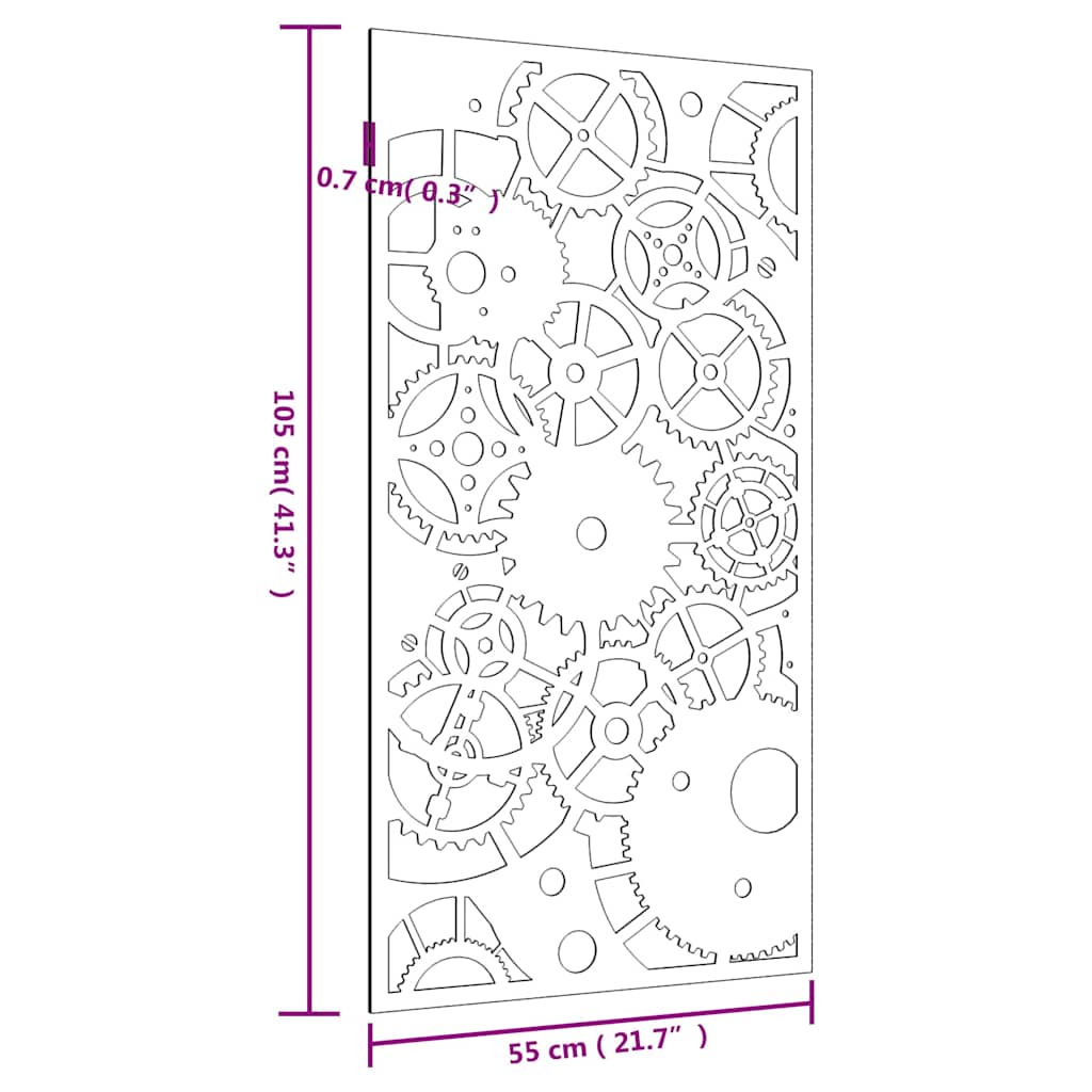 vidaXL Väggdekoration 105x55 cm rosttrögt stål kugghjulsdesign