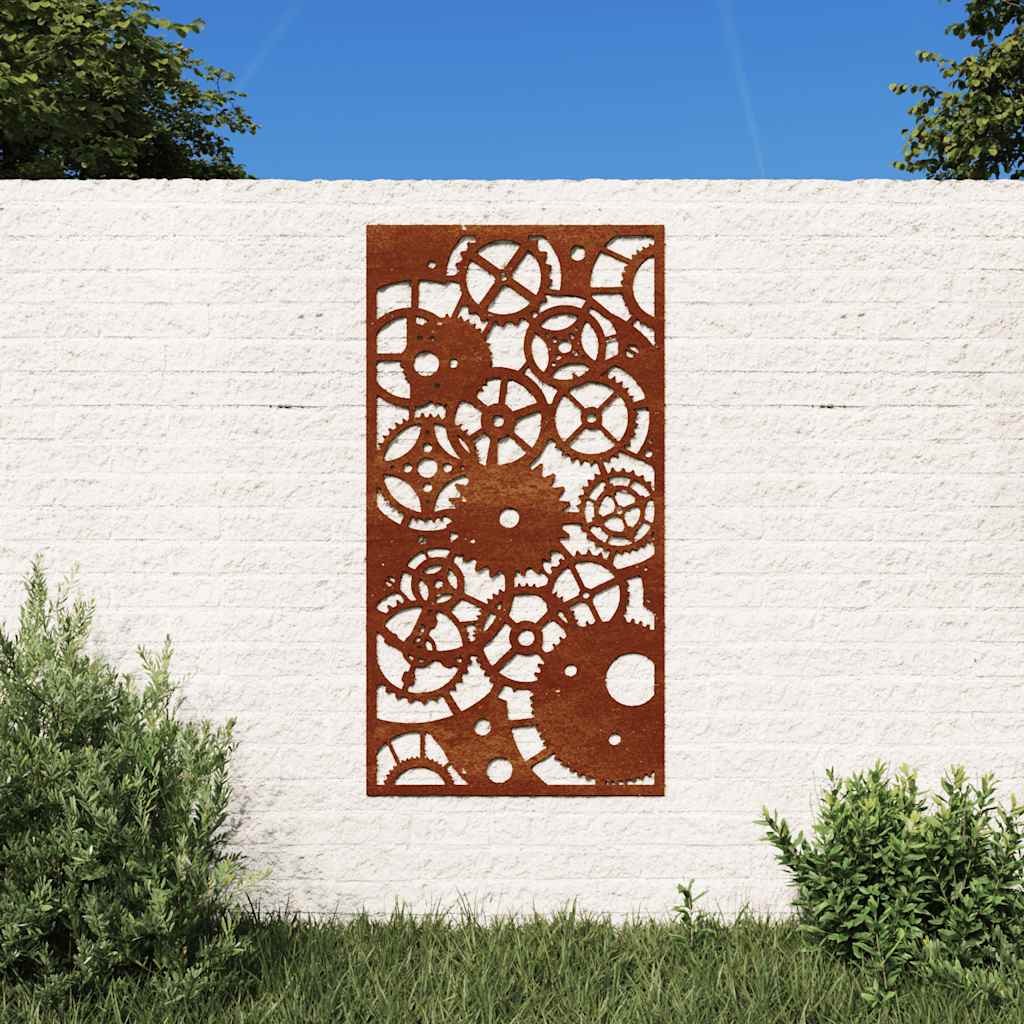 vidaXL Väggdekoration 105x55 cm rosttrögt stål kugghjulsdesign