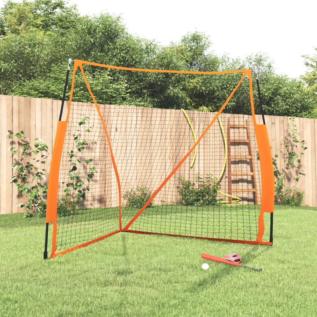 vidaXL Basebollnät bärbart orange&svart 183x182x183cm stål&polyester