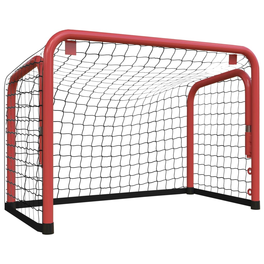 vidaXL Hockeymål med nät röd&svart 68x32x47cm stål&polyester