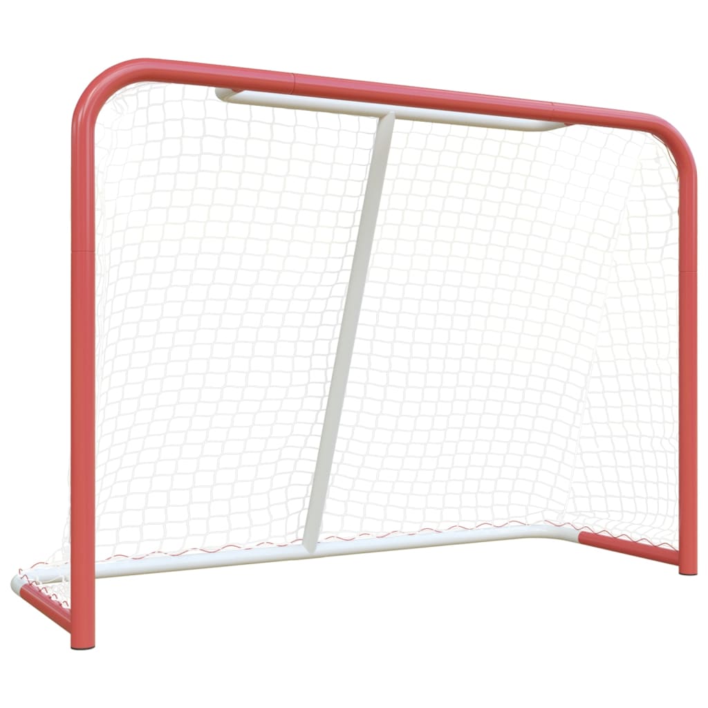 vidaXL Hockeymål med nät röd & vit 153x60x118 cm stål & polyester