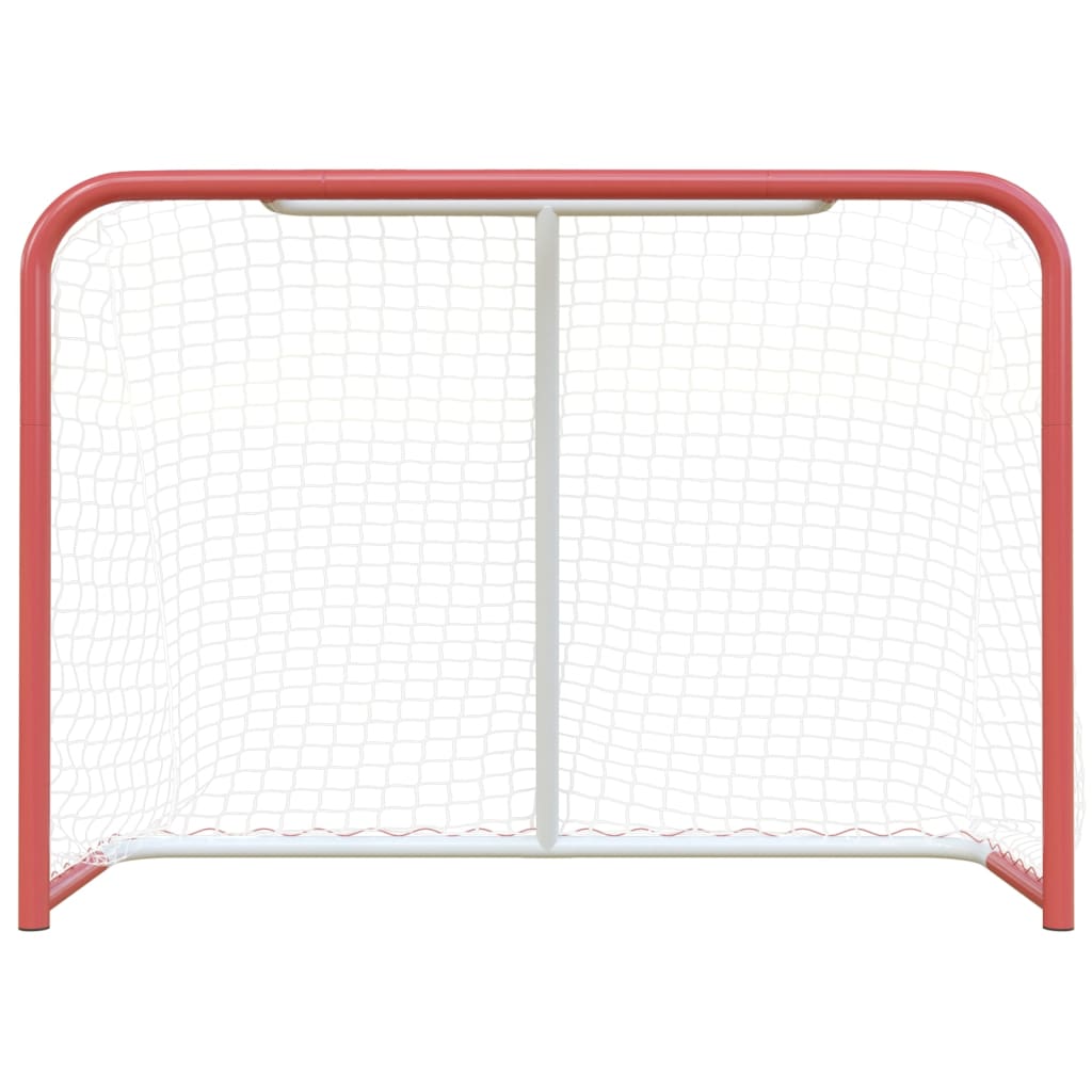 vidaXL Hockeymål med nät röd & vit 153x60x118 cm stål & polyester