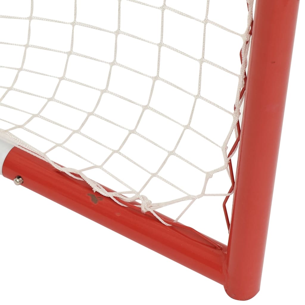 vidaXL Hockeymål med nät röd & vit 153x60x118 cm stål & polyester