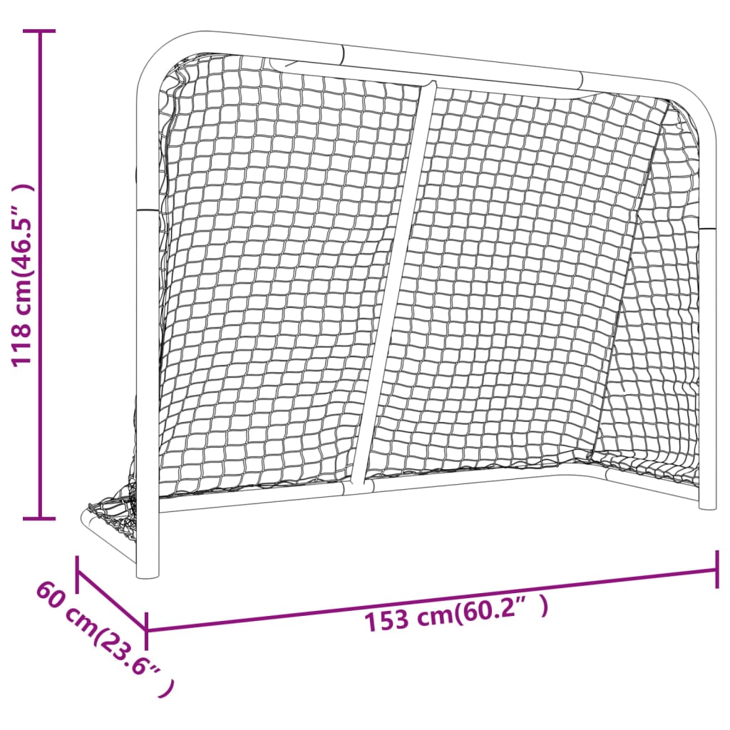 vidaXL Hockeymål med nät röd & vit 153x60x118 cm stål & polyester