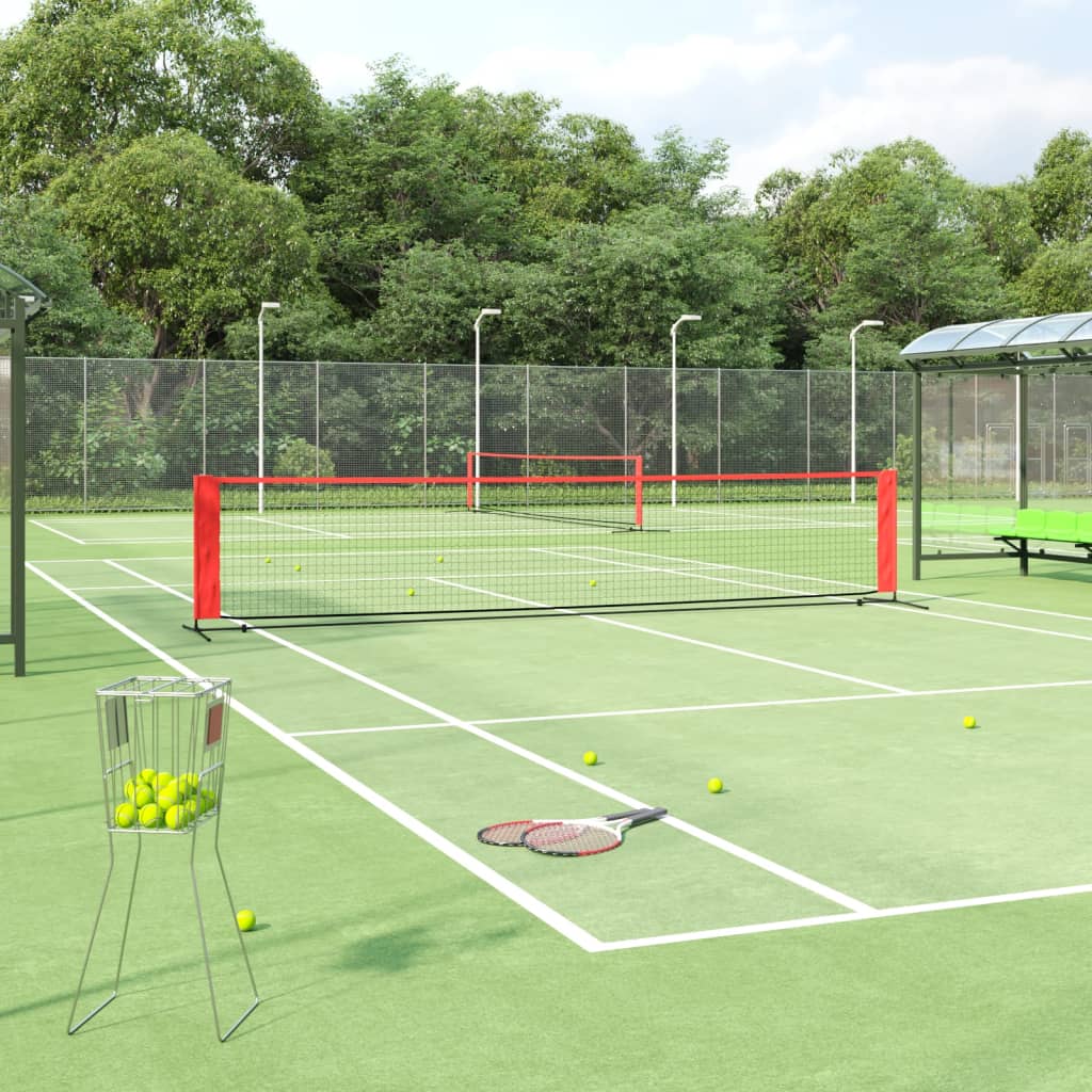 vidaXL Tennisnät svart och röd 500x100x87 cm polyester