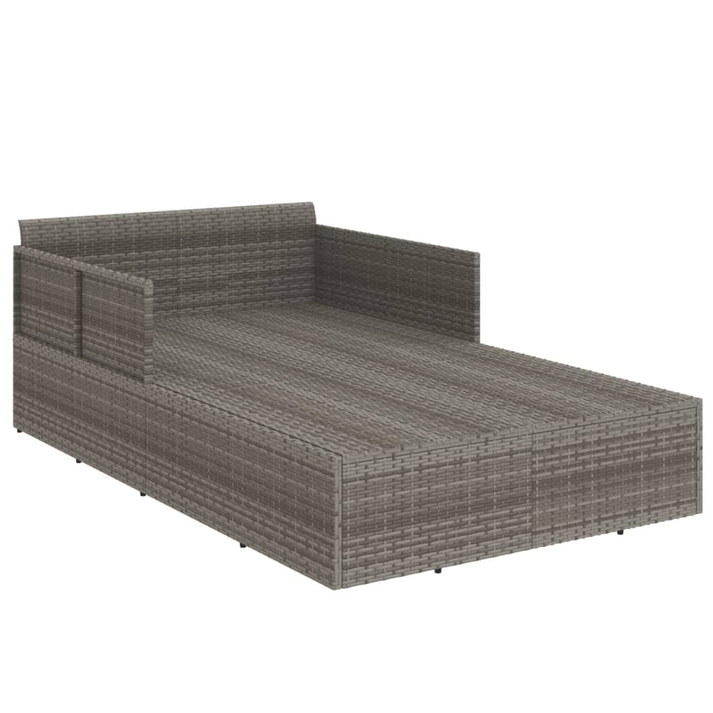 vidaXL Solsäng med dynor grå 182x118x63 cm konstrotting