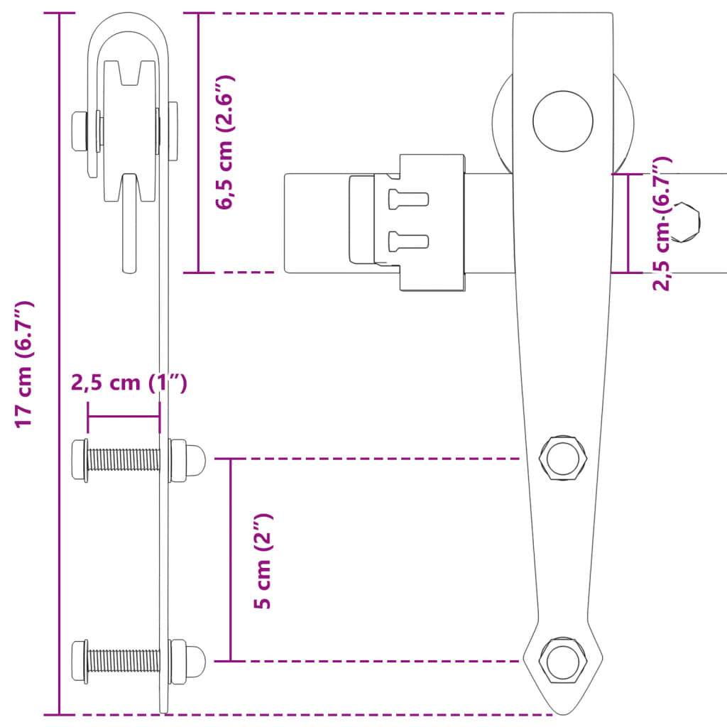 vidaXL Mini skjutdörrsbeslag 122 cm kolstål