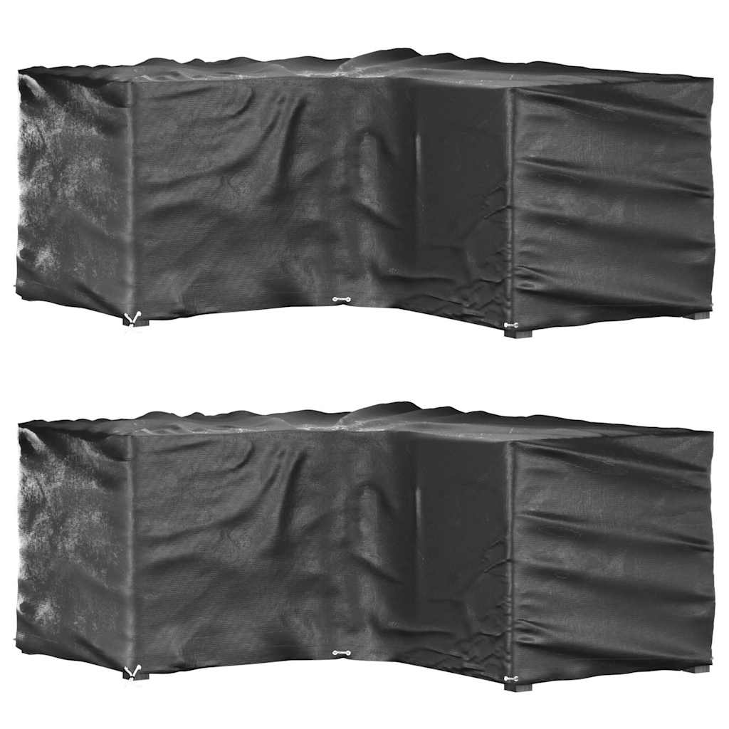 vidaXL Överdrag för utemöbler 2st 12 ölj. 185x185x90cm L-format