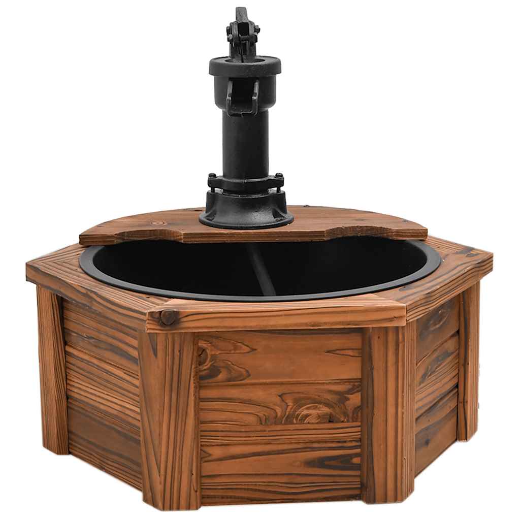 vidaXL Vattenfontän med pump 57x57x53 cm massivt granträ