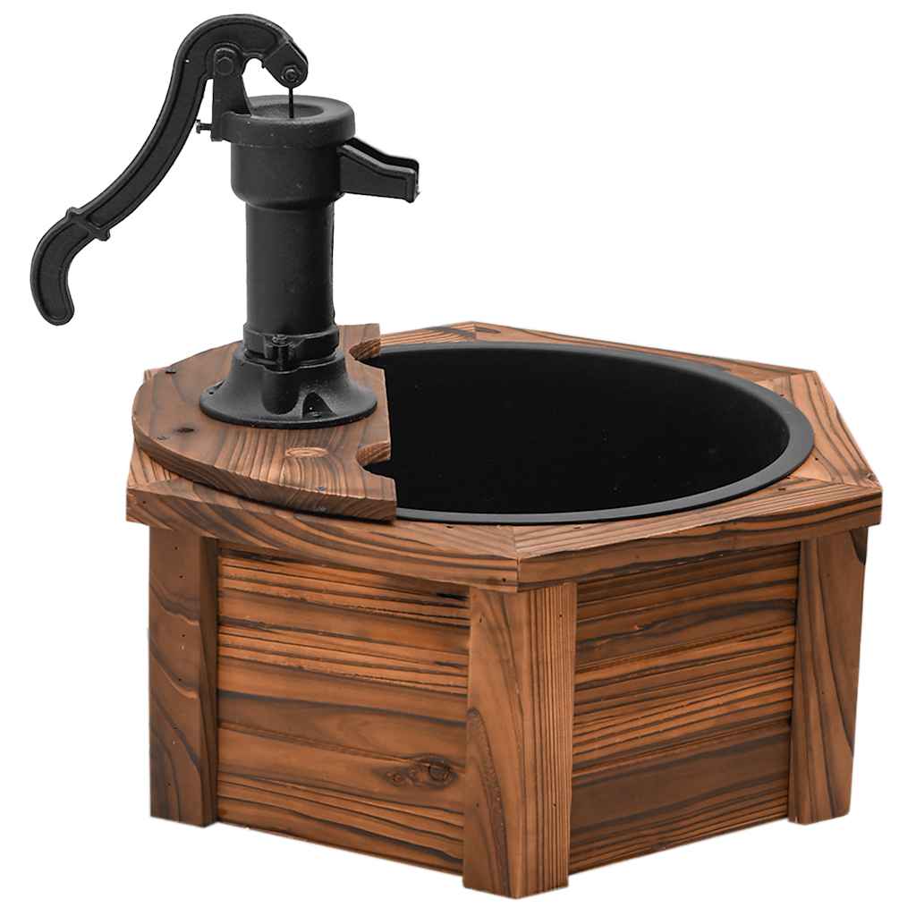 vidaXL Vattenfontän med pump 57x57x53 cm massivt granträ