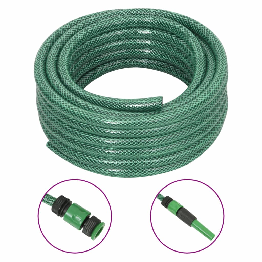 vidaXL Trädgårdsslang med kopplingar grön 0,5" 30 m PVC