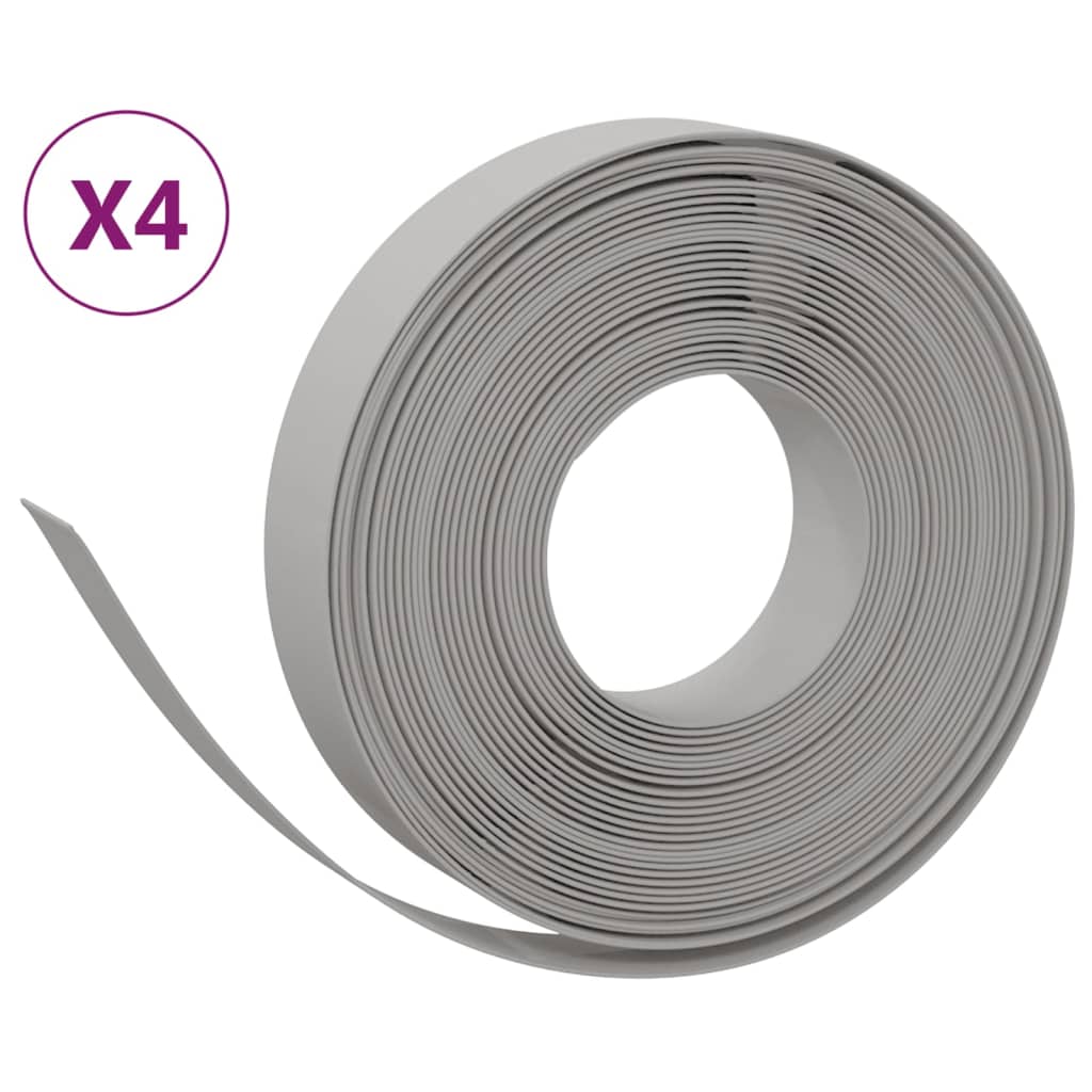 vidaXL Rabattkant grå 4 st 10 m 10 cm polyeten