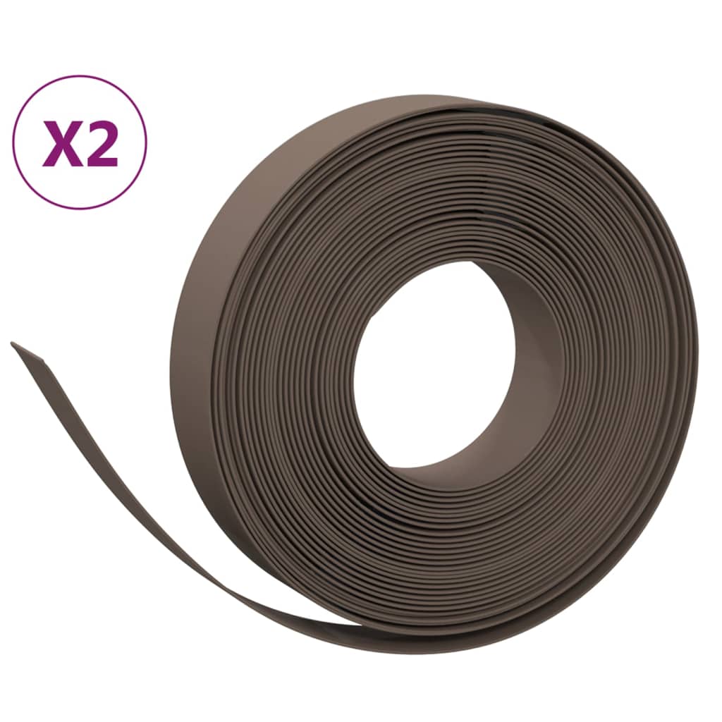 vidaXL Rabattkant brun 2 st 10 m 10 cm polyeten