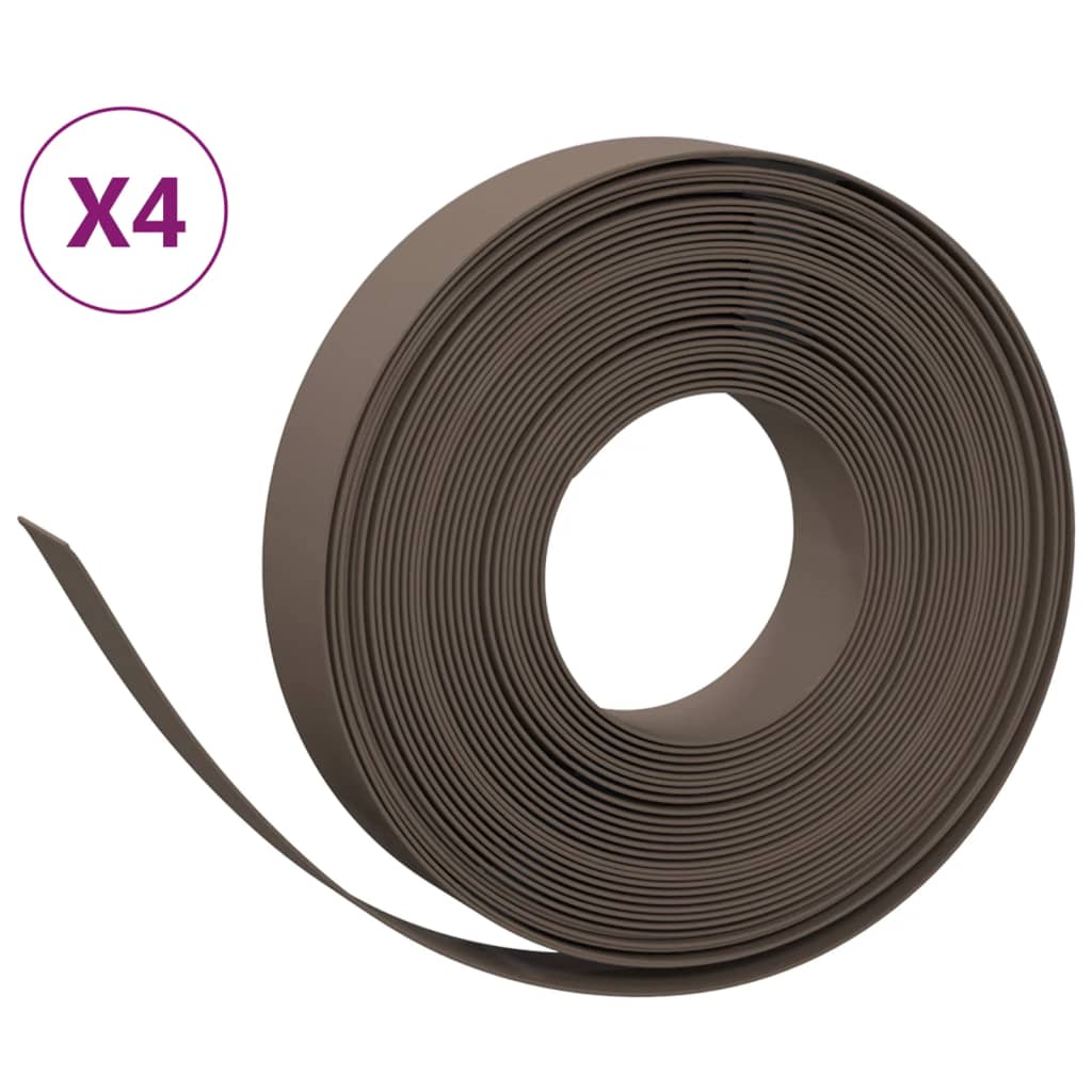 vidaXL Rabattkant brun 4 st 10 m 10 cm polyeten