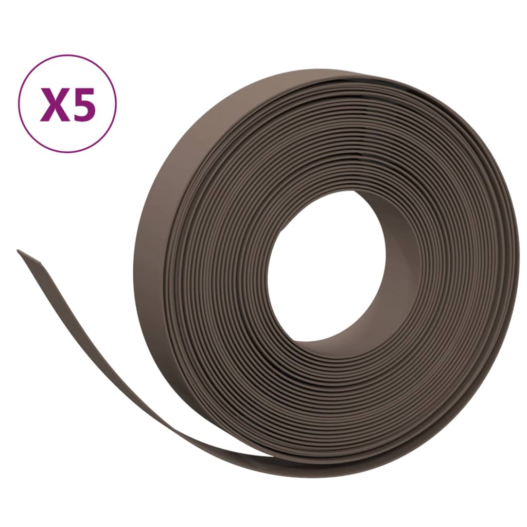 vidaXL Rabattkant brun 5 st 10 m 10 cm polyeten