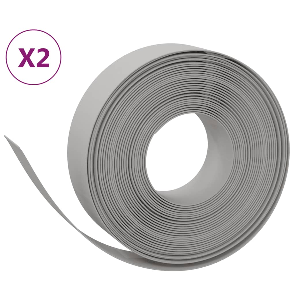 vidaXL Rabattkant grå 2 st 10 m 15 cm polyeten