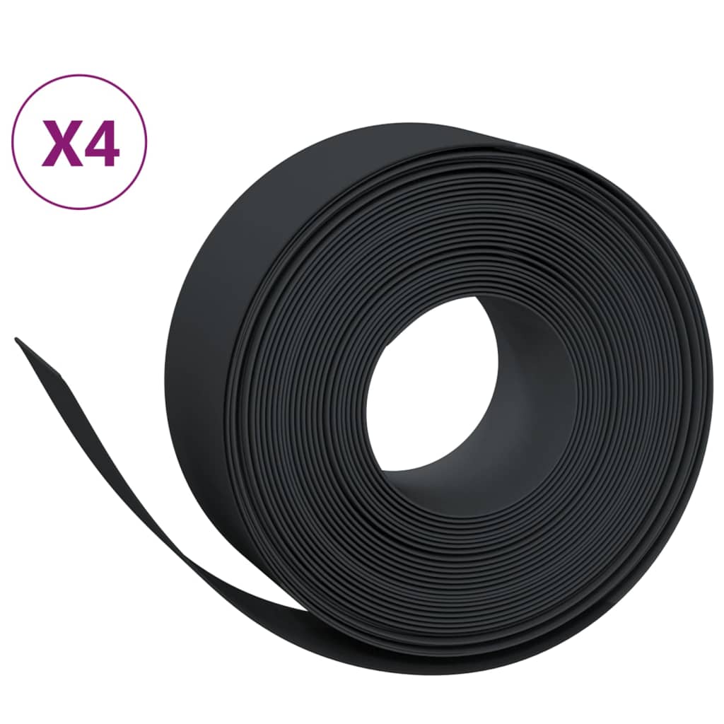 vidaXL Rabattkant svart 4 st 10 m 20 cm polyeten