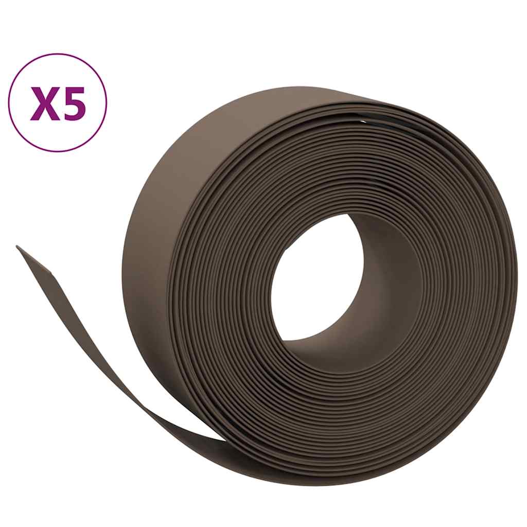 vidaXL Rabattkant brun 5 st 10 m 20 cm polyeten