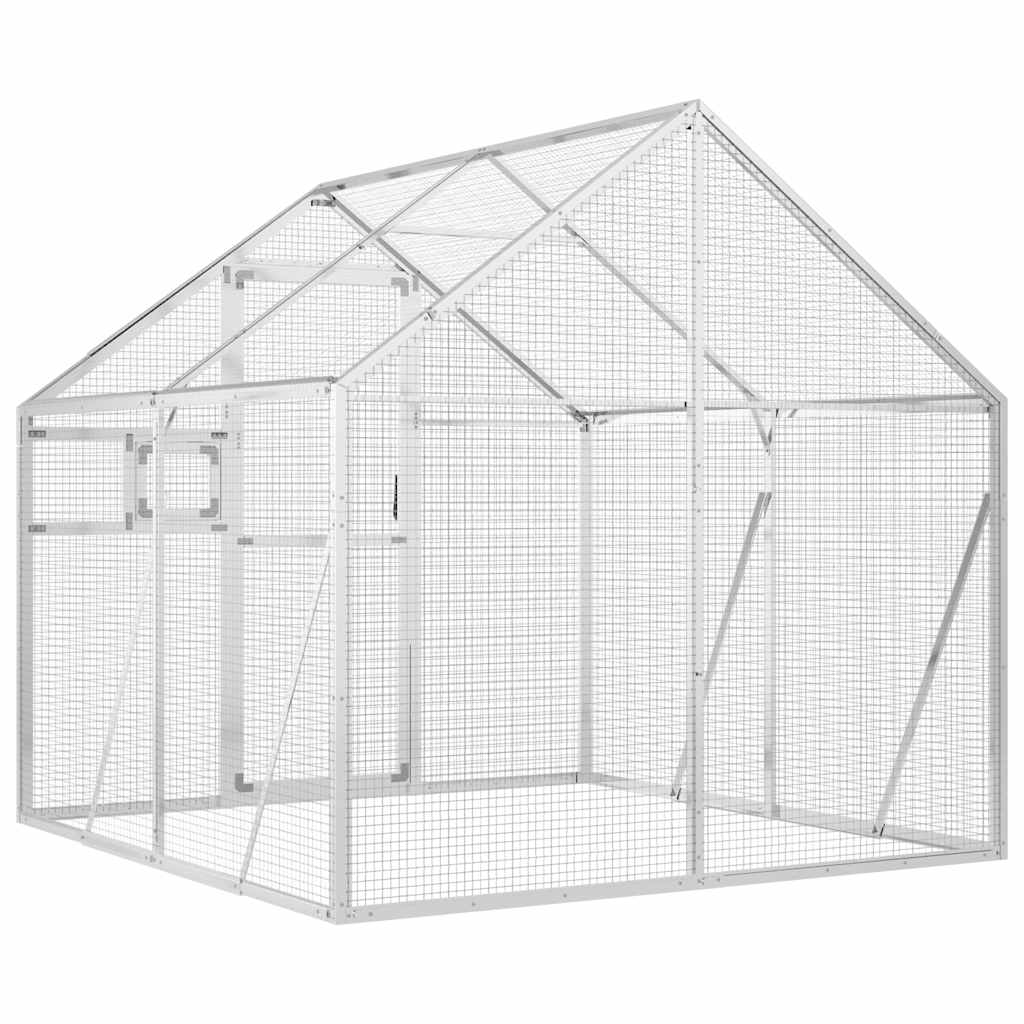 vidaXL Fågelvoljär silver 1,79x2x1,85 m aluminium