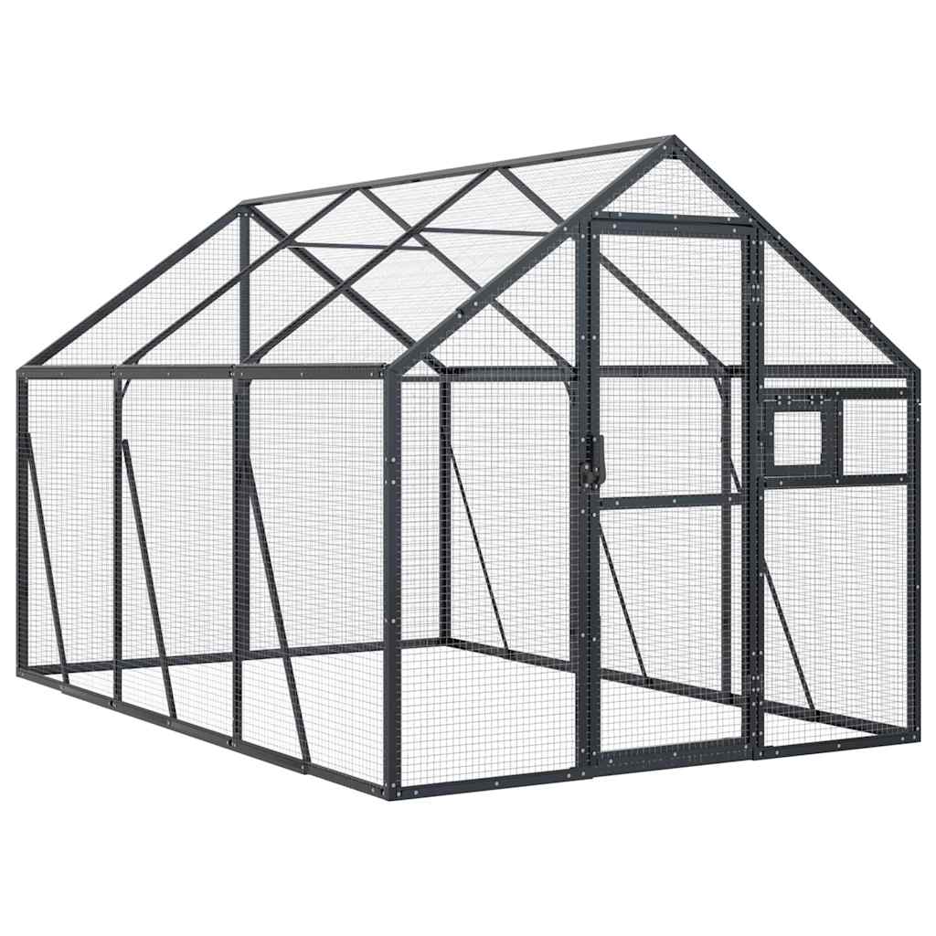 vidaXL Fågelvoljär antracit 1,79x3x1,85 m aluminium