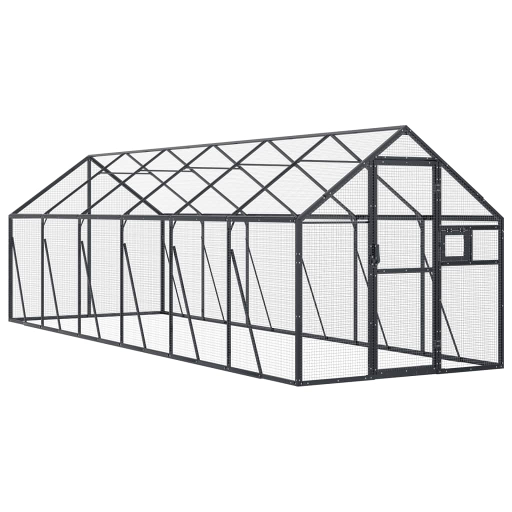 vidaXL Fågelvoljär antracit 1,79x6x1,85 m aluminium