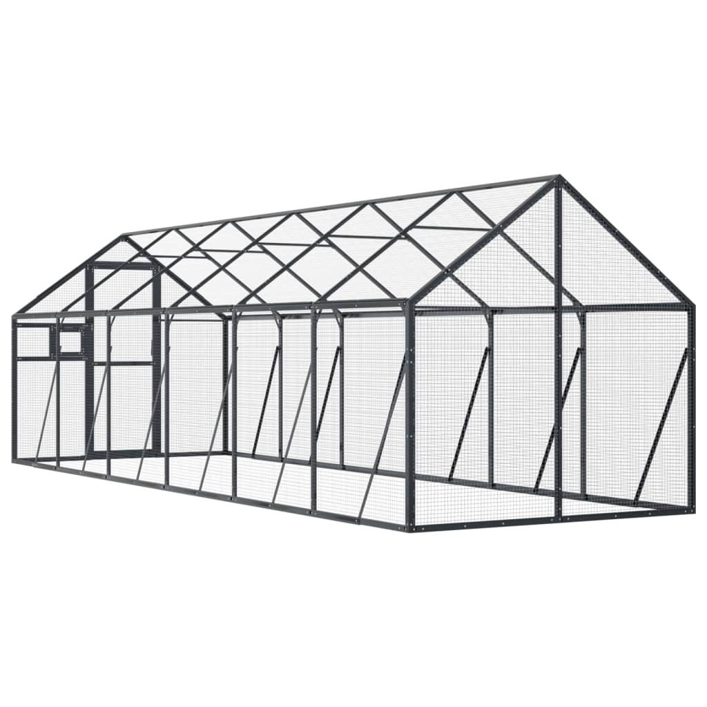 vidaXL Fågelvoljär antracit 1,79x6x1,85 m aluminium