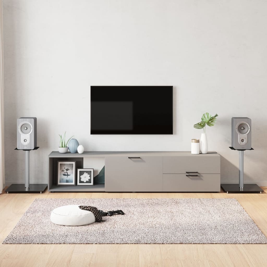 vidaXL Högtalarstativ 2 st härdat glas 1-pelarmodell svart & silver