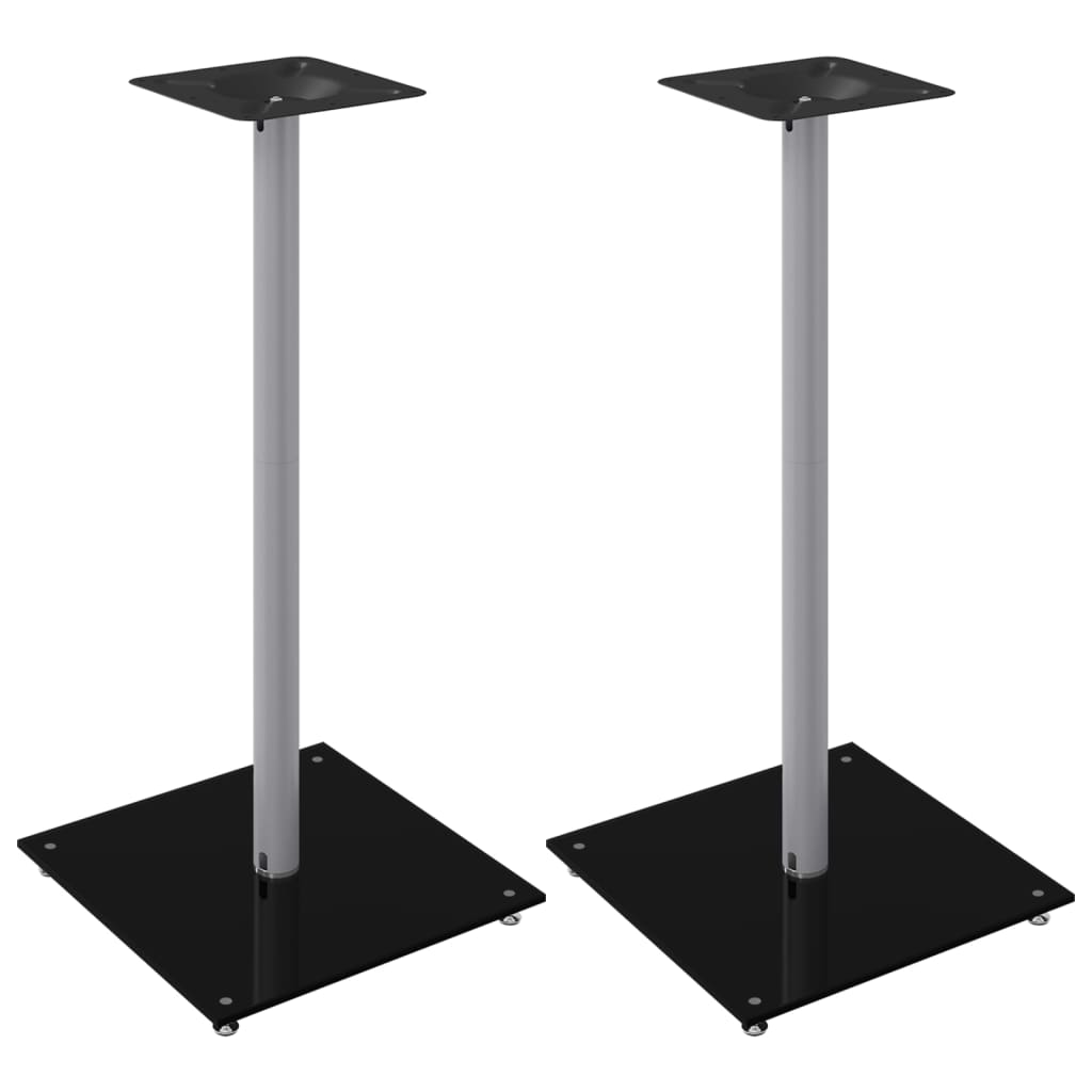 vidaXL Högtalarstativ 2 st härdat glas 1-pelarmodell svart & silver