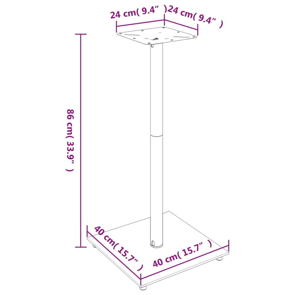 vidaXL Högtalarstativ 2 st härdat glas 1-pelarmodell svart & silver