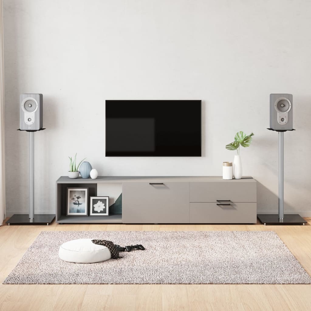 vidaXL Högtalarstativ 2 st härdat glas 1-pelarmodell svart & silver