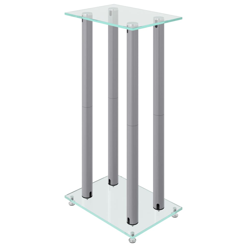 vidaXL Stativ för högtalare 2 st härdat glas 4-pelarmodell silver