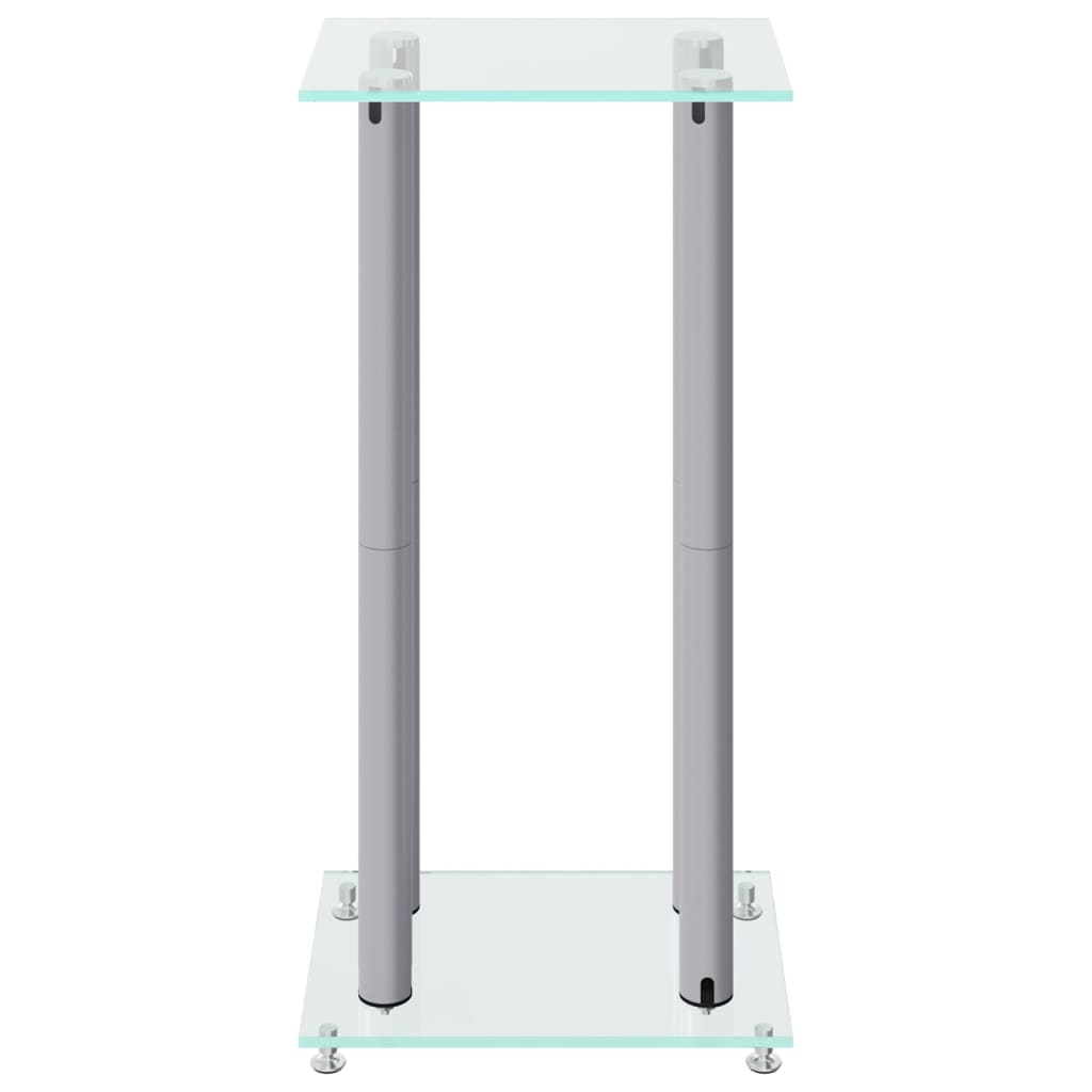 vidaXL Stativ för högtalare 2 st härdat glas 4-pelarmodell silver